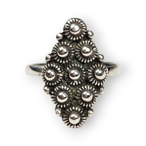 Norwegian 830 Silver Ring Filigree Flower Bunad Vtg Norway Adjustable Size 7.5 - Picture 1 of 10